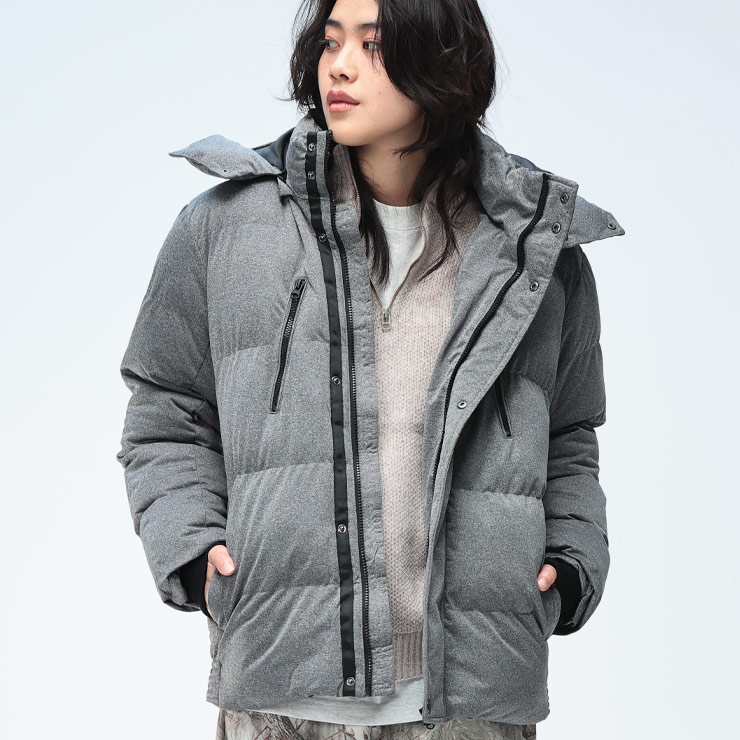 S＆SONS (エスアンドサンズ) 杢ストレッチ フード着脱 フルジップ 中綿ジャケット 2538810 メンズ 男性 トップス アウター ジャケット ブルゾン フード スタンド 秋 冬