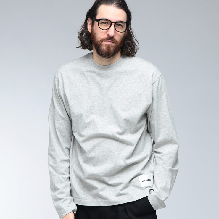 ジルサンダー ロンT メンズ JIL SANDER ロゴ タグ クルーネック コットン 長袖 Tシャツ JLGC0002J45048 ブランド トップス グレー｜大きいサイズのサカゼン 15,542円