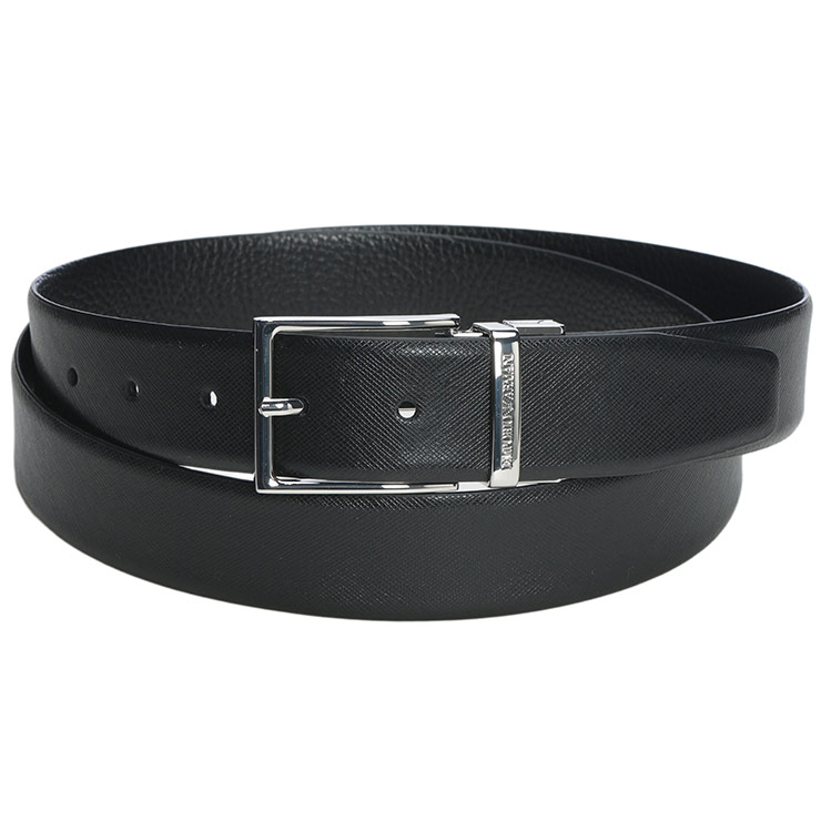 エンポリオアルマーニ メンズ ベルト EMPORIO ARMANI ロゴ リバーシブル サフィアーノレザー ピンバックル 本革 ビジネス ベルト EAEM5540AF24909 ブランド 小物 ブラック プレゼント ギフト