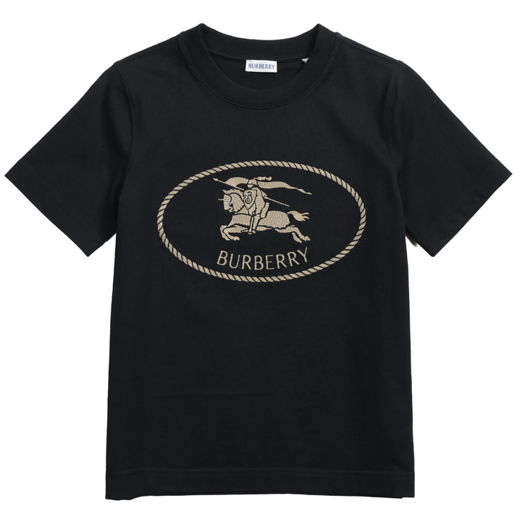 バーバリー レディース Tシャツ 半袖 BURBERRY ロゴ 刺繍 ナイトスタンプ クルーネック Tシャツ BBL81116581 ブランド トップス ブラック