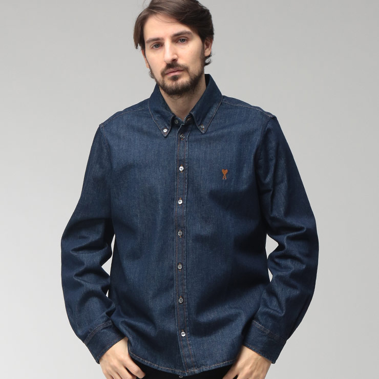 楽天市場】ami paris アミパリス デニム シャツ HSH136.DE0025 メンズ