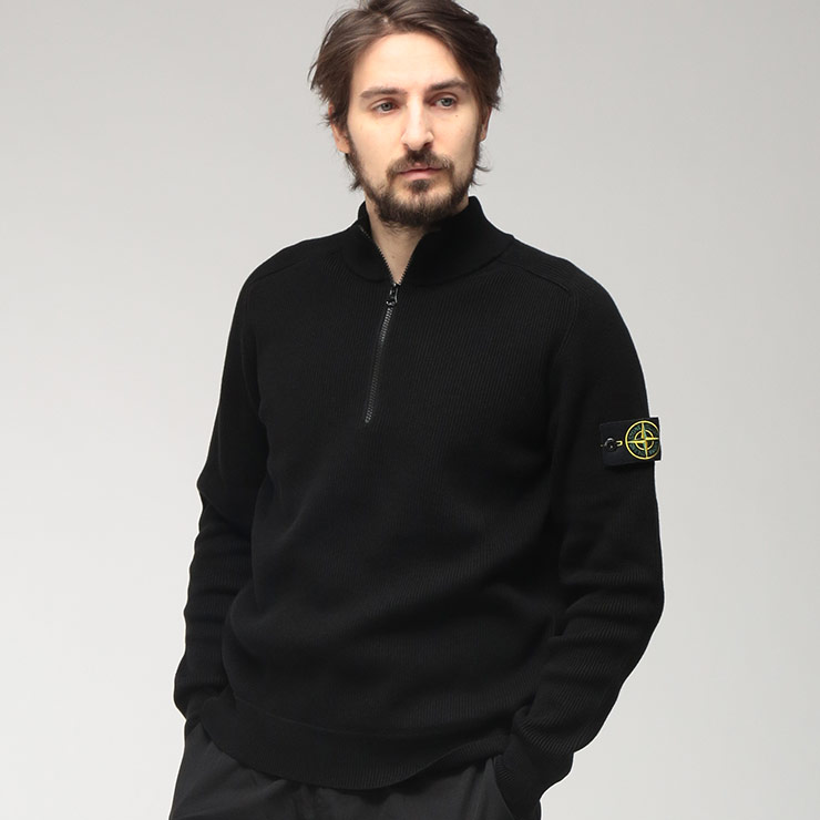 ストーンアイランド STONE ISLAND メンズ ニット 長袖 リブコットン ハーフジップ プルオーバー SI5100124S00D8 ブランド トップス セーター ハイネック 秋 冬｜大きいサイズのサカゼン