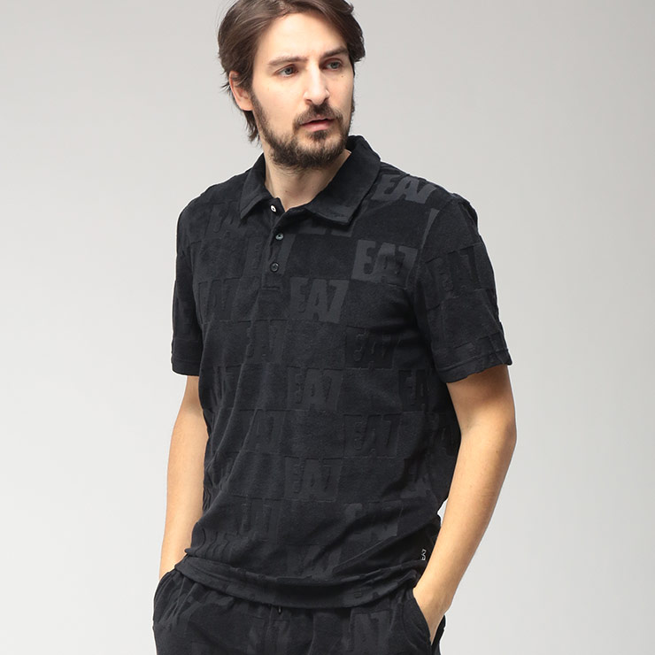 エンポリオアルマーニ EMPORIO ARMANI メンズ ポロシャツ 半袖 モノグラムロゴ パイル シャツ EA7M1716AF21254 ブランド トップス ポロ 総柄 春 夏