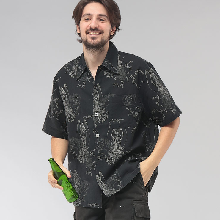 アワーレガシー OUR LEGACY メンズ シャツ 半袖 麻混 総柄 レギュラー Death Paisley Print OLM2262EDP ブランド トップス プリント リネン カジュアル 春 夏|大きいサイズのサカゼン