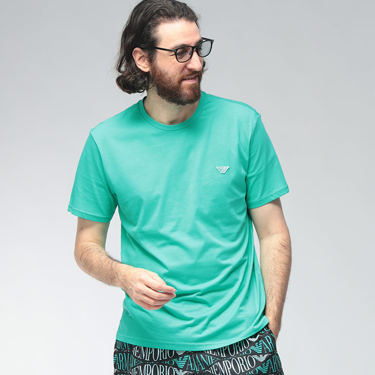 エンポリオアルマーニ EMPORIO ARMANI メンズ Tシャツ 半袖 イーグルロゴワッペン ワンポイント イーグルワッペン クルーネック カットソー EASEM574AF20424 ブランド トップス TEE 春 夏