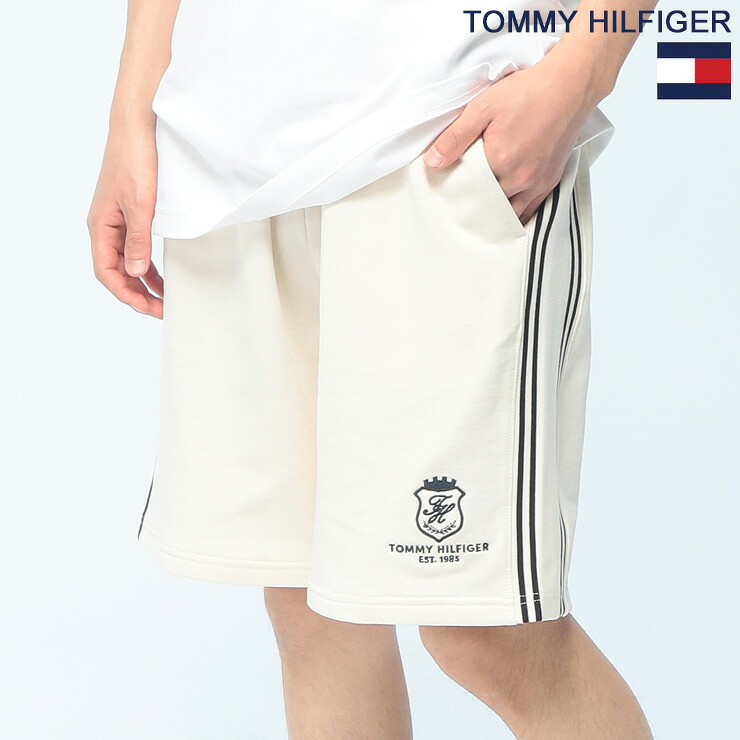 ショートパンツ メンズ 裾ロゴ サイドライン スウェット ショーツ ボトムス パンツ スエット 春 夏 TOMMY HILFIGER (トミーヒルフィガー) MW0MW42878|大きいサイズのサカゼン