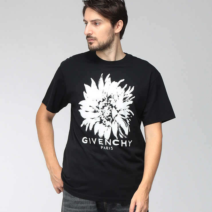 ジバンシィ メンズ Tシャツ GIVENCHY 半袖 フローラル 花柄プリント クルーネック ショートスリーブ カットソー GVBM71NK3YUF ブランド トップス Tシャツ レギュラーフィット｜大きいサイズのサカゼン