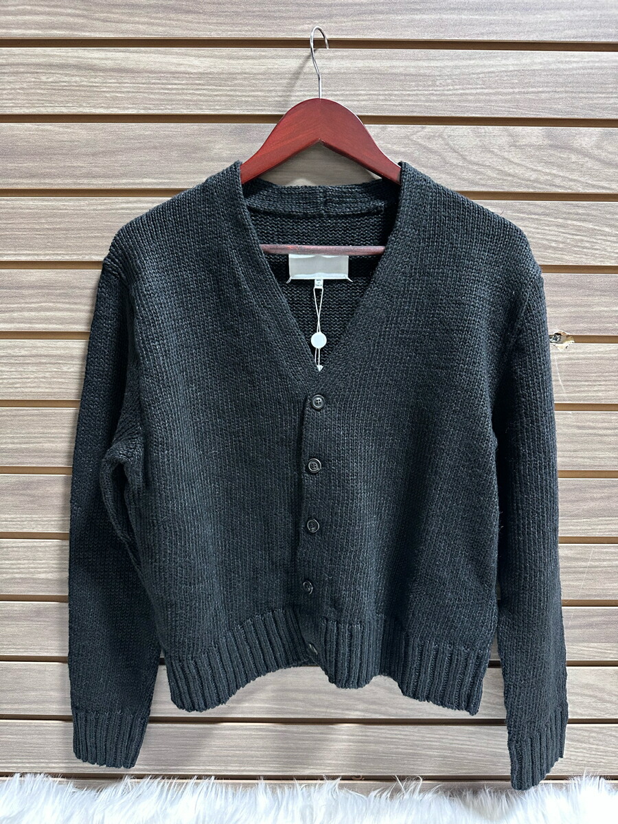 MAISON MARGIELA｜住み家 マルジェラ  ガーデニング ヘンプ 編み物ジレー S51HP0017 M13100 900-BLACK レディース 麻100% Vのど首 ルーマニア製【貨物輸送無料】【関税なし】【外国で通信販売】【定め事品】
