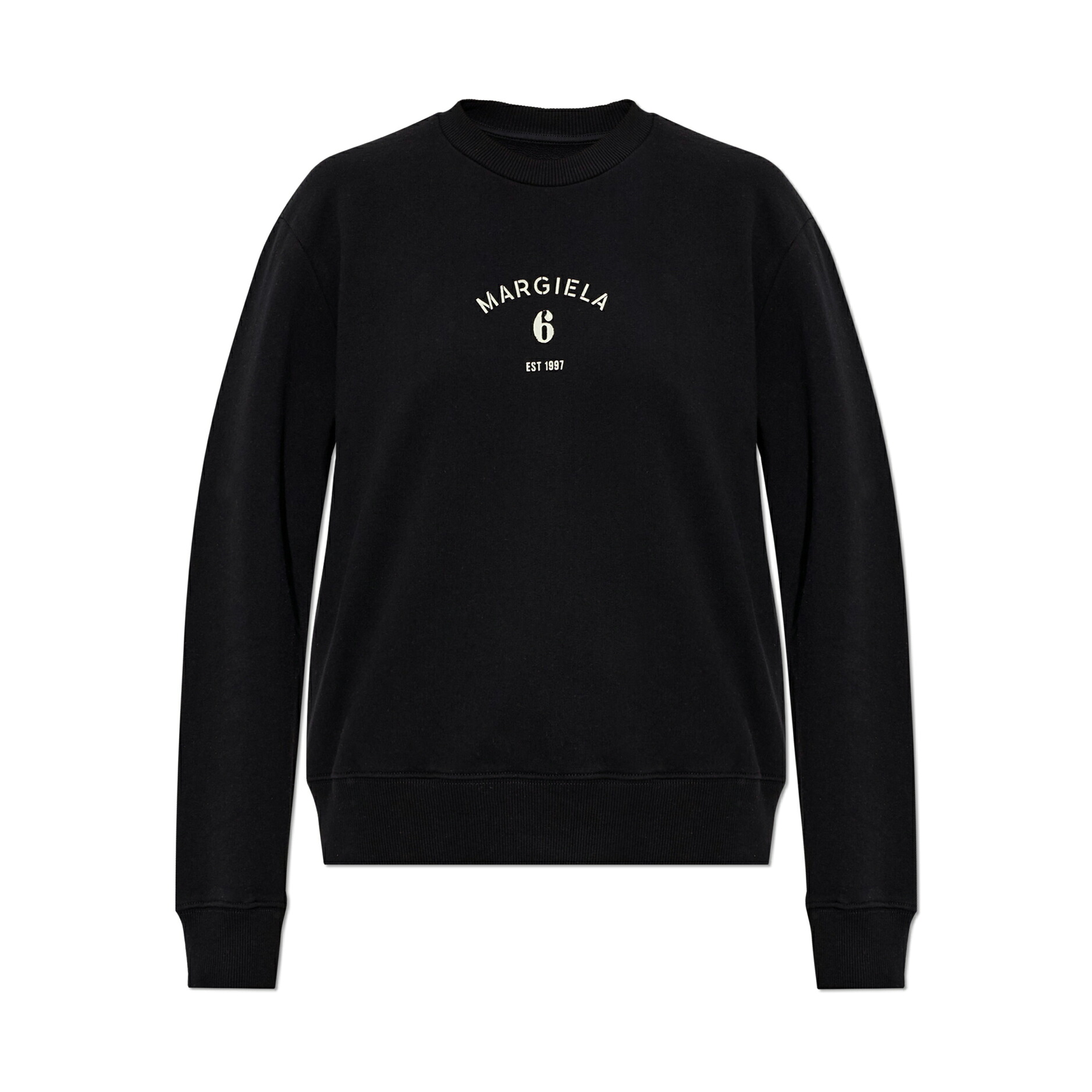 MM6 MAISON MARGIELA｜エムエムシックス ロゴタイプ 流汗 レディース 綿織物 労働者の一団素っ首 長袖 刺しゅう イタリア製 S62GU0145 M25014【貨物輸送無料】【関税なし】【外国で通信販売】【置き目品】
