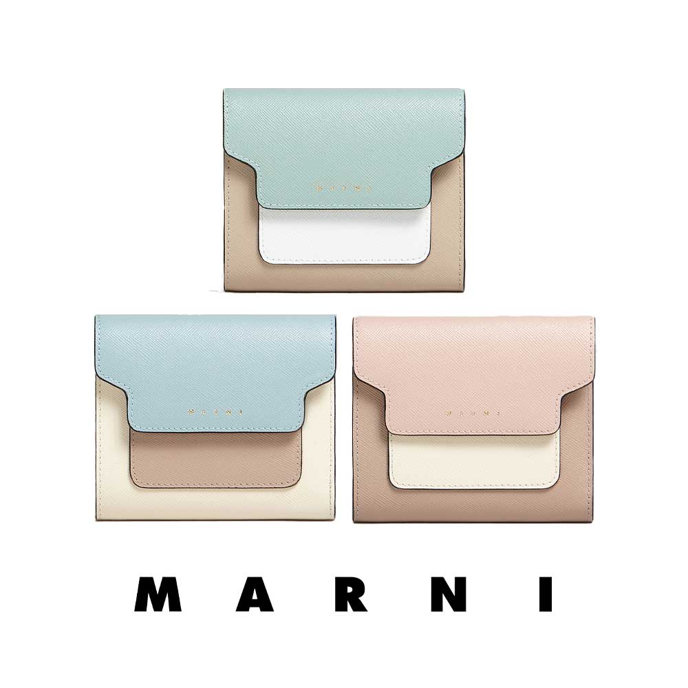 MARNI｜マルニ カーフスキン バイフォールド カーフレザー 折りたたみ紙入れ PFMO0052U8 LV520【貨物輸送無料】【関税なし】【外国で通信販売】【置き目品】