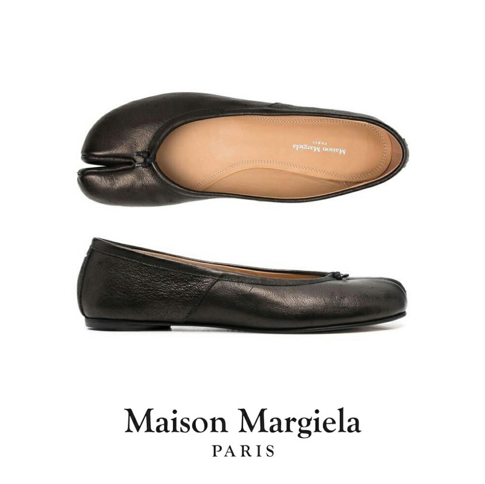 【関税＆送料込】Maison Margiela タビ バレエフラットシューズ 22新作 メゾンマルジェラ 「タビ」レザー バレエシューズ