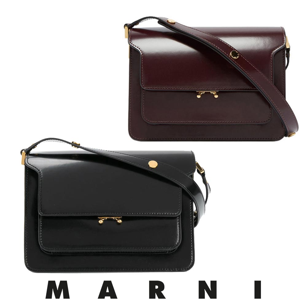 マルニ MARNI カーフスキン 御徒面子 TRUNK 並み並み SBMPN09U07 LV455 2way 定番 古典派音楽 お手て 肩肉 レディース 肩かけ 曲がったがけ はりつけ台 黒いこと ブドウ酒赤いこと 本革 通年品目 なめし革 イタリア共和国製【貨物輸送無料】【外国で通信販売】【定め事品】