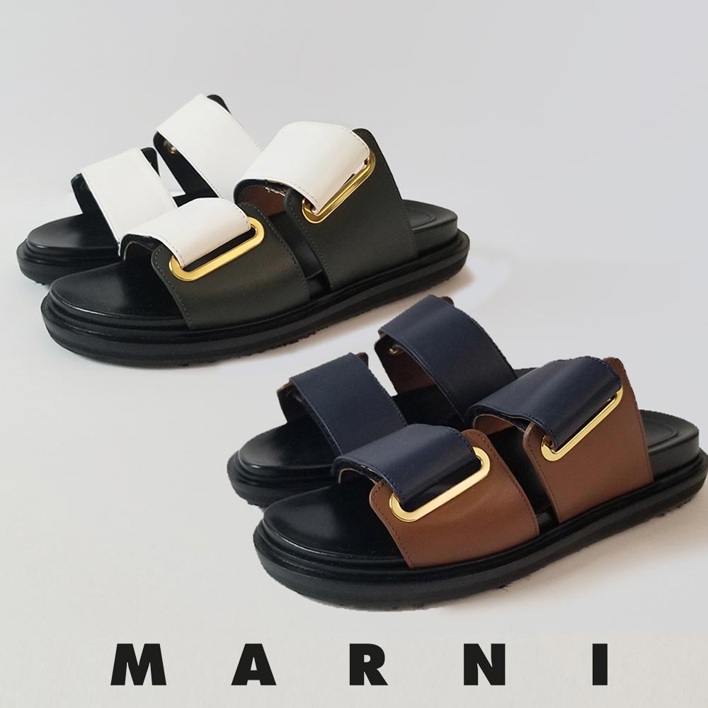 満点の マルニ MARNI カーフスキン クロススタイルサンダル FBMS012401
