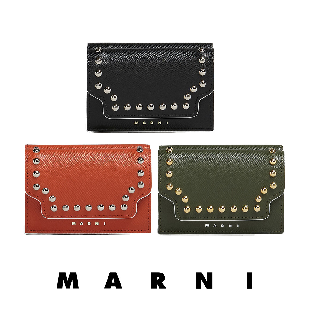 最大86％オフ！ マルニ MARNI スタッズ サフィアーノ 三つ折り