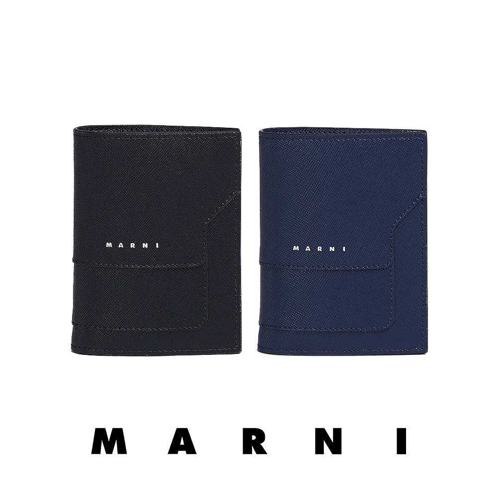 ー品販売 マルニ MARNI カーフスキン シルバーロゴ 二つ折りウォレット