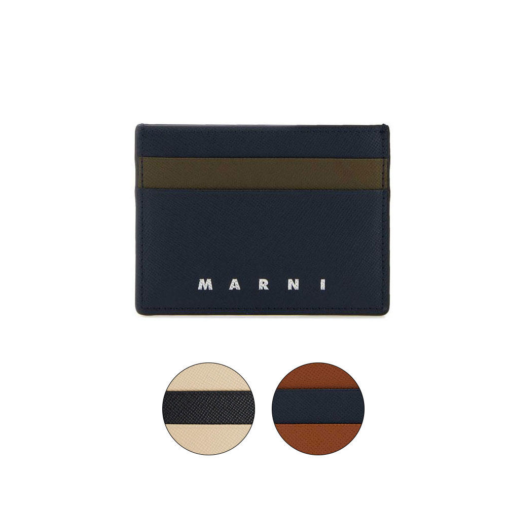 MARNI｜マルニ サフィアーノレザー ロゴタイプ入り口・入口 なめし革 歌留多保持者 PFMI0002L5 LV520【貨物輸送無料】【関税なし】【外国で通信販売】【定まり品】