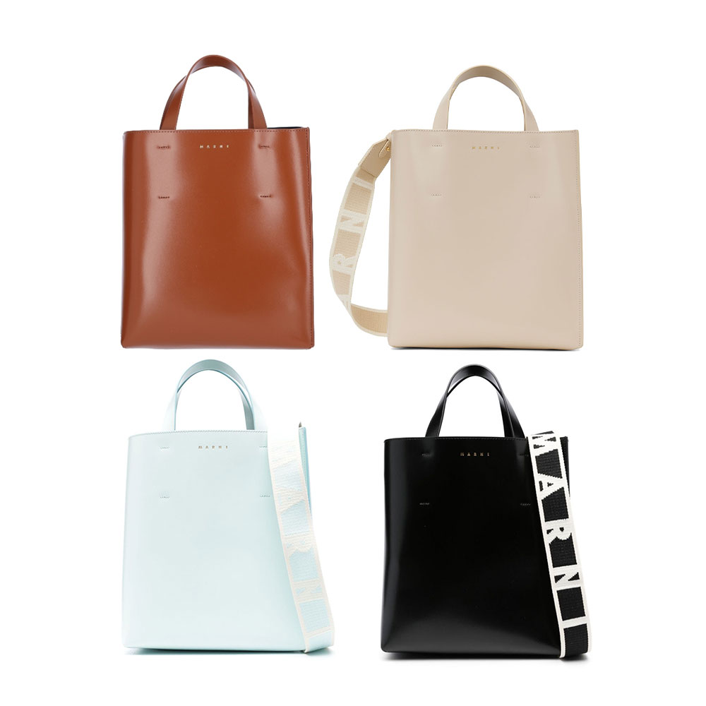 楽天市場】MARNI｜マルニ クリアラップ付き ブルー チェック トート