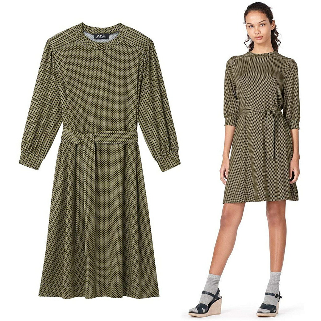 A.P.C｜アーペーセーVIAHJ-F05797 INES ROBE DRESS 衣装【貨物輸送無料】【外国で通信販売】【置き目品】