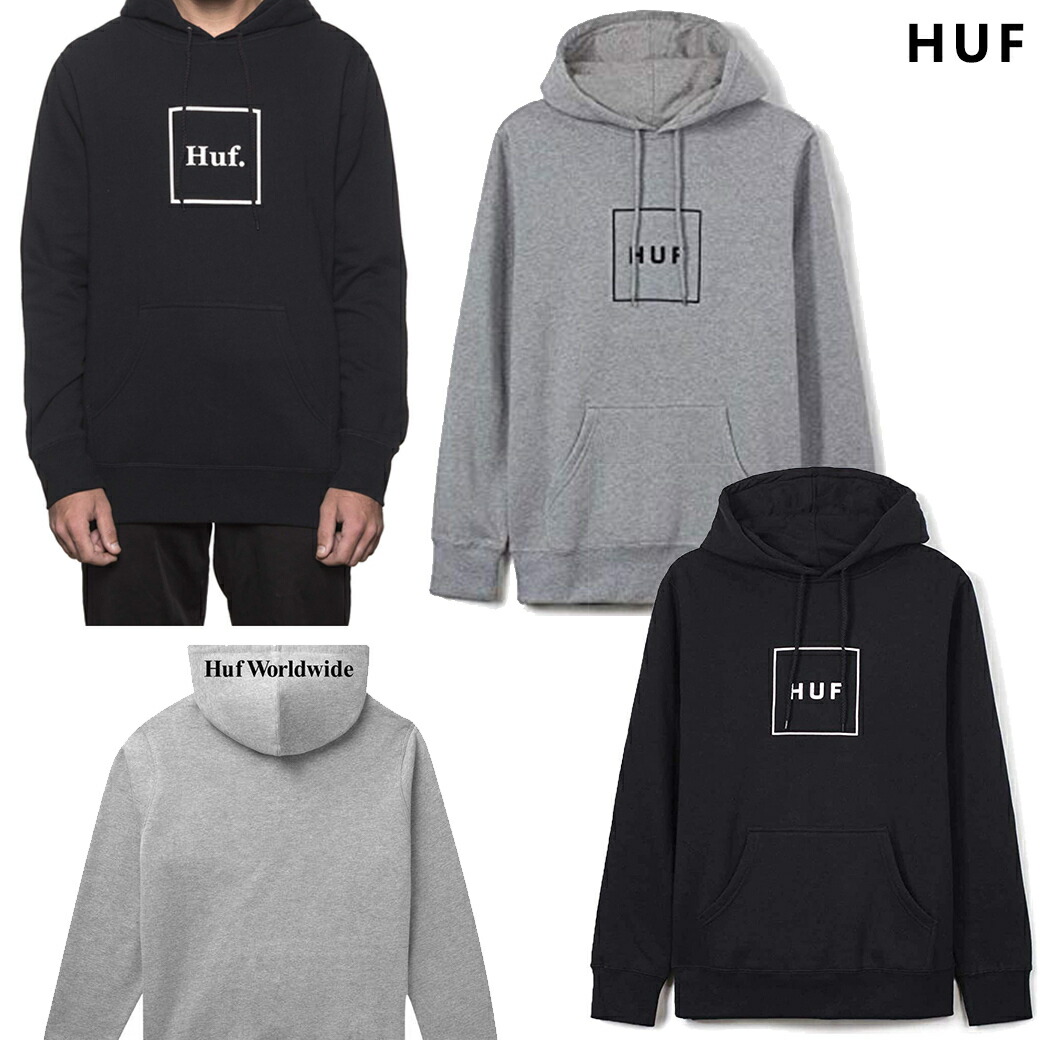 HUF｜ハフ Box Logo Pullover Hoodie PF00098 メンズフーディ プルオーバー 【貨物輸送無料】【外国で通信販売】【置き目品】