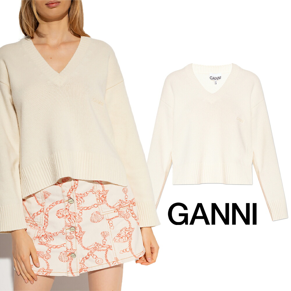 GANNI｜ガニーv-neck pullover 大層らしい大いさ 相応う 編み物 K1760 新商いもの レディース 【貨物輸送無料】【関税なし】【外国で通信販売】【定まり品】