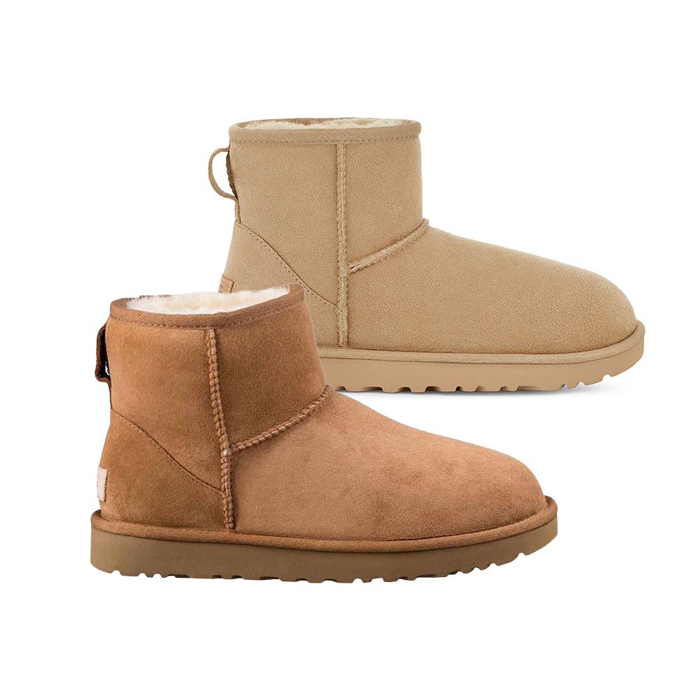 UGG|アグ レディース CLASSIC MINI II 1016222 ミニ丈 ムートン ブーツ CHESTNUT アンクルブーツ 冬 防寒 暖かい ふわふわ ムートン シープスキン【送料無料】【関税なし】【海外通販】【正規品】|BTNC