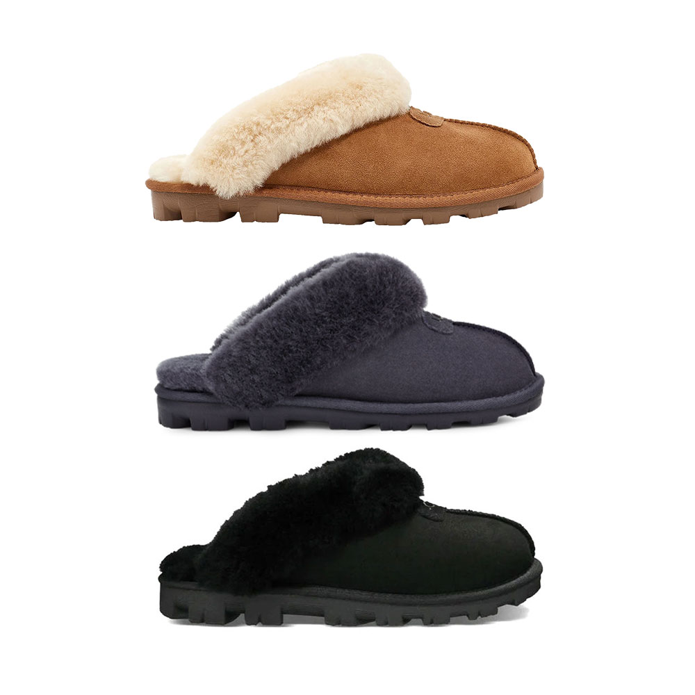 UGG｜アグ WOMEN\u0027S Coquette Slipper スエードクロス スリッポン ロゴタイプ入り口・入口 フワフワ 羊肉 シープスキン 冬【貨物輸送無料】【関税なし】【外国で通信販売】【定め事品】
