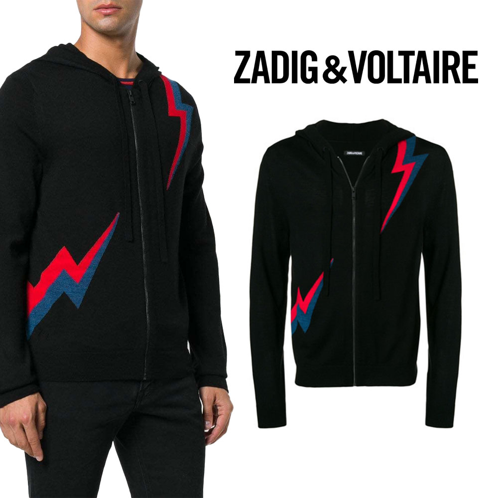 ZADIG \u0026 VOLTAIRE｜ザディグ エ フランソア・マリー・ヴォルテール CLASH ZIP SWEATER ジップアップ 編み物 WGMK2403H メンズ流行り物【貨物輸送無料】【外国で通信販売】【定め事品】