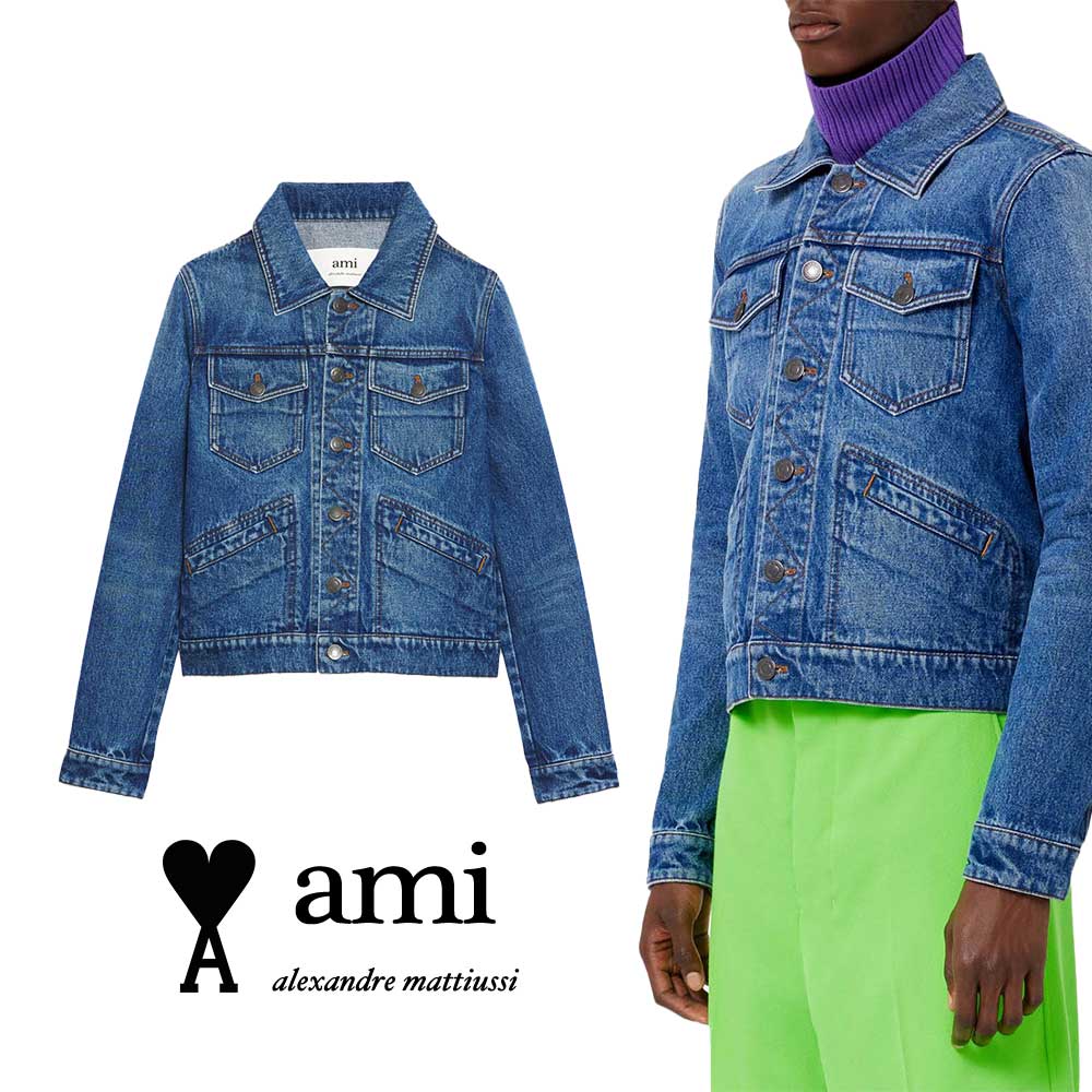 新品❣️ami paris デニムジャケット ブルー　新品タグ付 ユニセックス L 新品❣️ami paris デニムジャケット ブルー 新品タグ付 ユニ