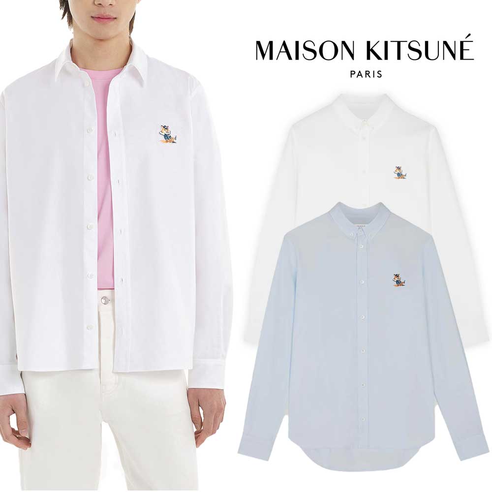 楽天市場】メゾンキツネ シャツ 長袖 メンズ グレイ フォックスヘッド