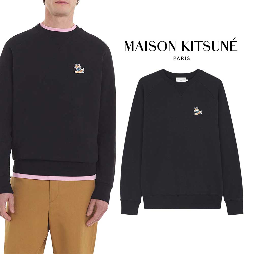 Maison Kitsune｜メゾンキツネ ドレスド 狐狸 継ぎ切れ トレーナー KM00304KM0001 メンズ 長袖 古典派音楽 【貨物輸送無料】【外国で通信販売】【置き目品】