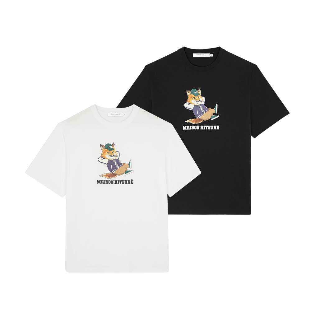 Maison Kitsune｜メゾンキツネ ドレスド 稲荷 たわい無い ティーシャツ KM00103KJ0008  メンズ流行り物 【貨物輸送無料】【外国で通信販売】【定め事品】