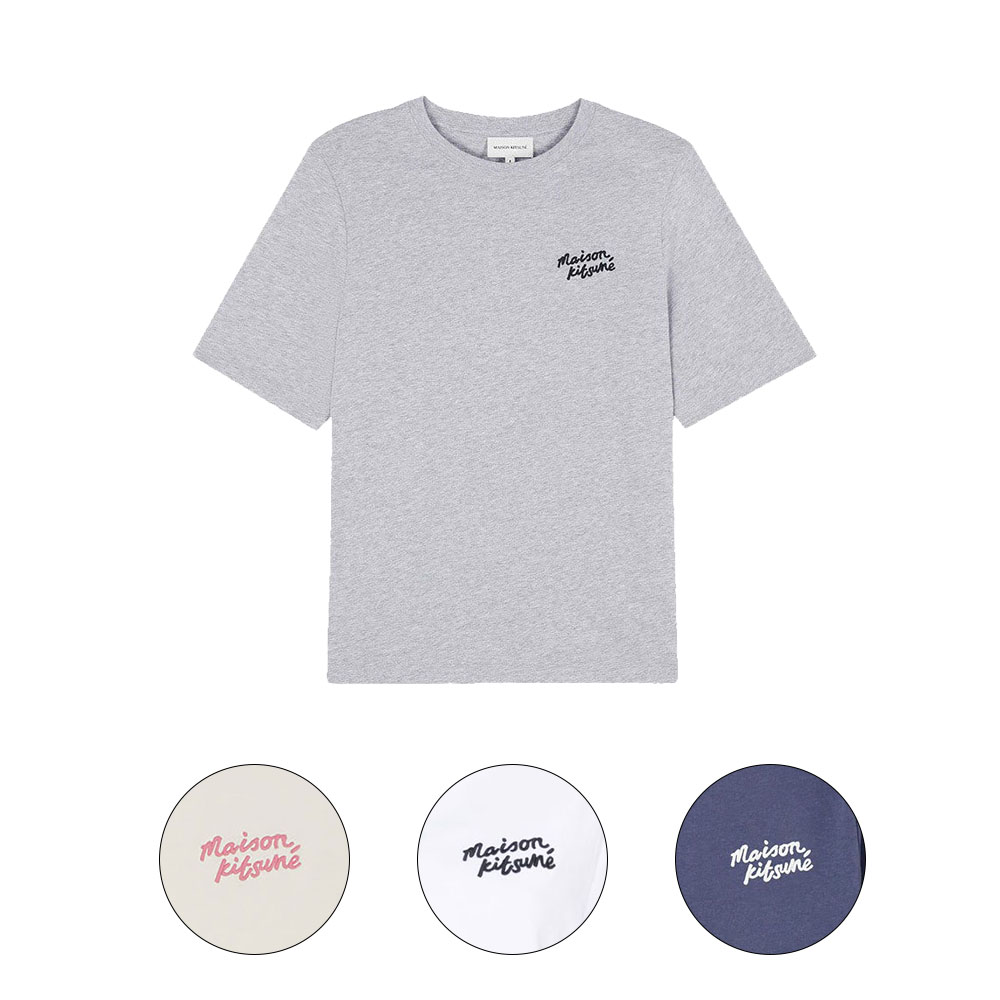 Maison Kitsune｜メゾンキツネ ハンドライティング ロゴタイプ入り口・入口 ティーシャツ MW00126KJ0119 レディース 流行り物【貨物輸送無料】【外国で通信販売】【定め事品】