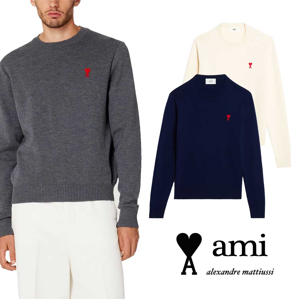 楽天市場】AMI PARIS｜アミパリス ハートロゴ入り MEN'S メリノウール クルーネック セーター HKS001.001  メンズファッション【送料無料】【関税なし】【楽天海外通販】【正規品】 : BTNC