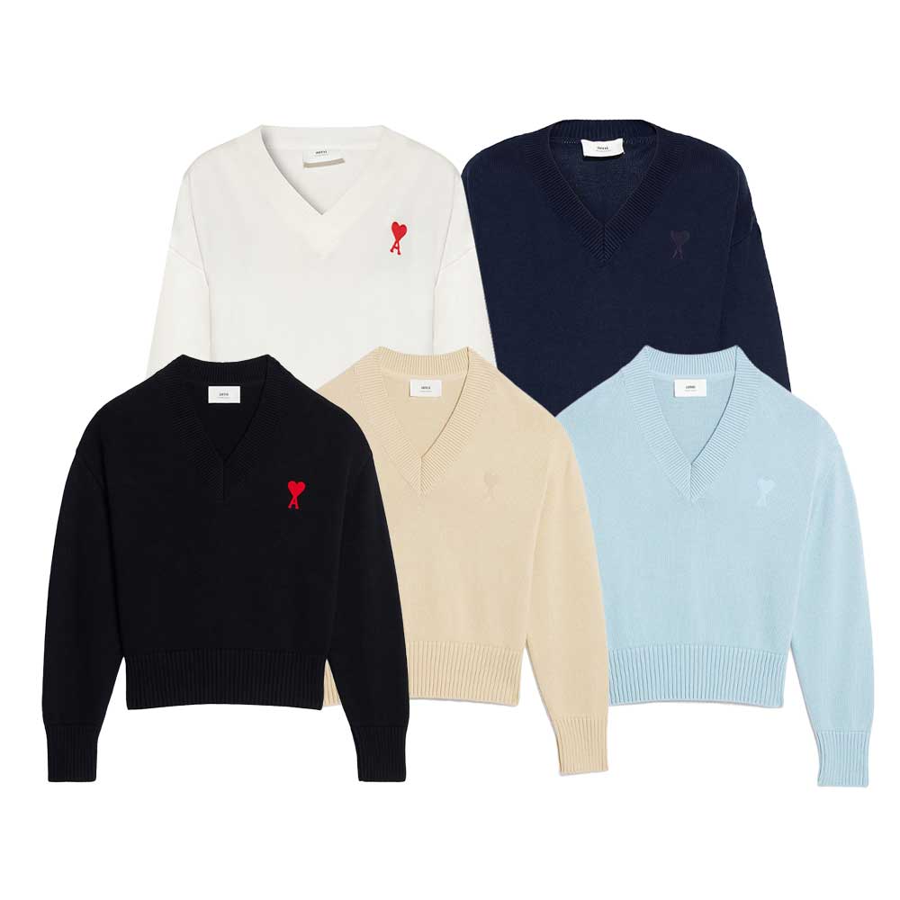 【新品未使用】AmiParis Vネックセーター 楽天市場】AMI PARIS アミ パリス AMI DE COEUR V-Neck Sweater アミ
