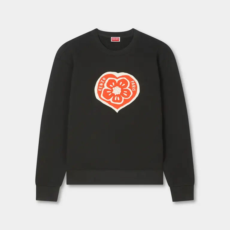 KENZO｜ケンゾー Boke Heart 刺しゅう 紋章 トレイナー 黒いこと FG55SW2044MJ 綿織物100% メンズ 古典派音楽相応う【貨物輸送無料】【関税なし】【外国で通信販売】【定め事品】