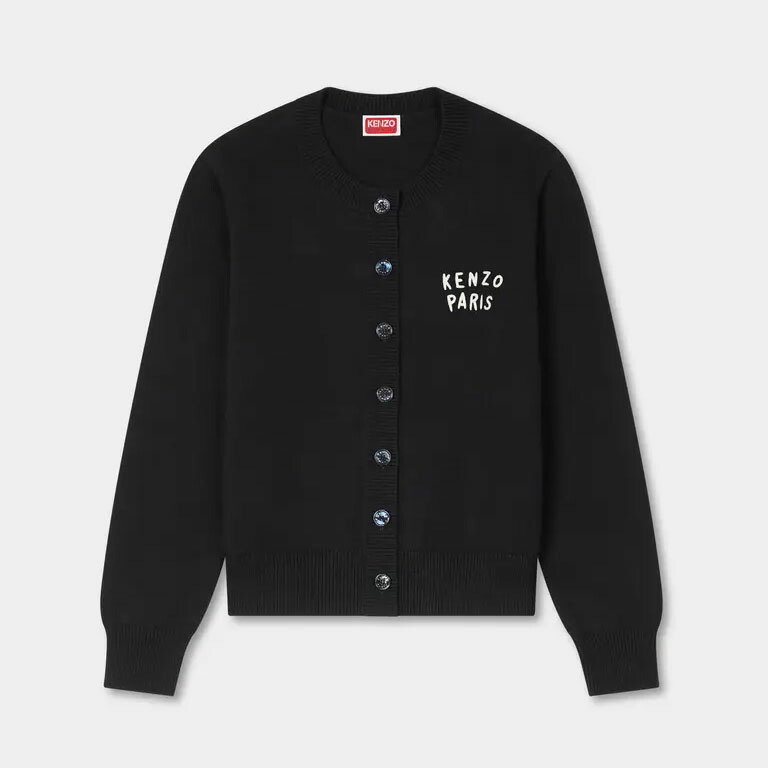 KENZO｜ケンゾー Boke Heart ケンゾー ボケハート型 ジレー FG52CA7403LN 黒いこと 綿織物羊毛混刺繍入り口・入口ロゴタイプ編み物 レディース【貨物輸送無料】【関税なし】【外国で通信販売】【定め事品】