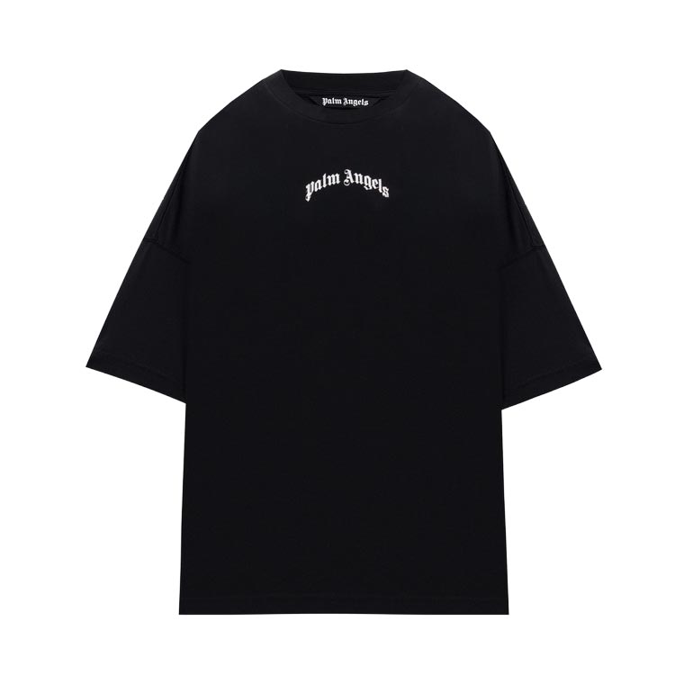 PALM ANGELS｜パームエンジェルス CLASSIC LOGO 厚地の外套大きさ プルオーバー メンズ 綿織物 半袖 労働者の一団のど首 黒いこと PMAA10BS26JER007【貨物輸送無料】【外国で通信販売】【置き目品】