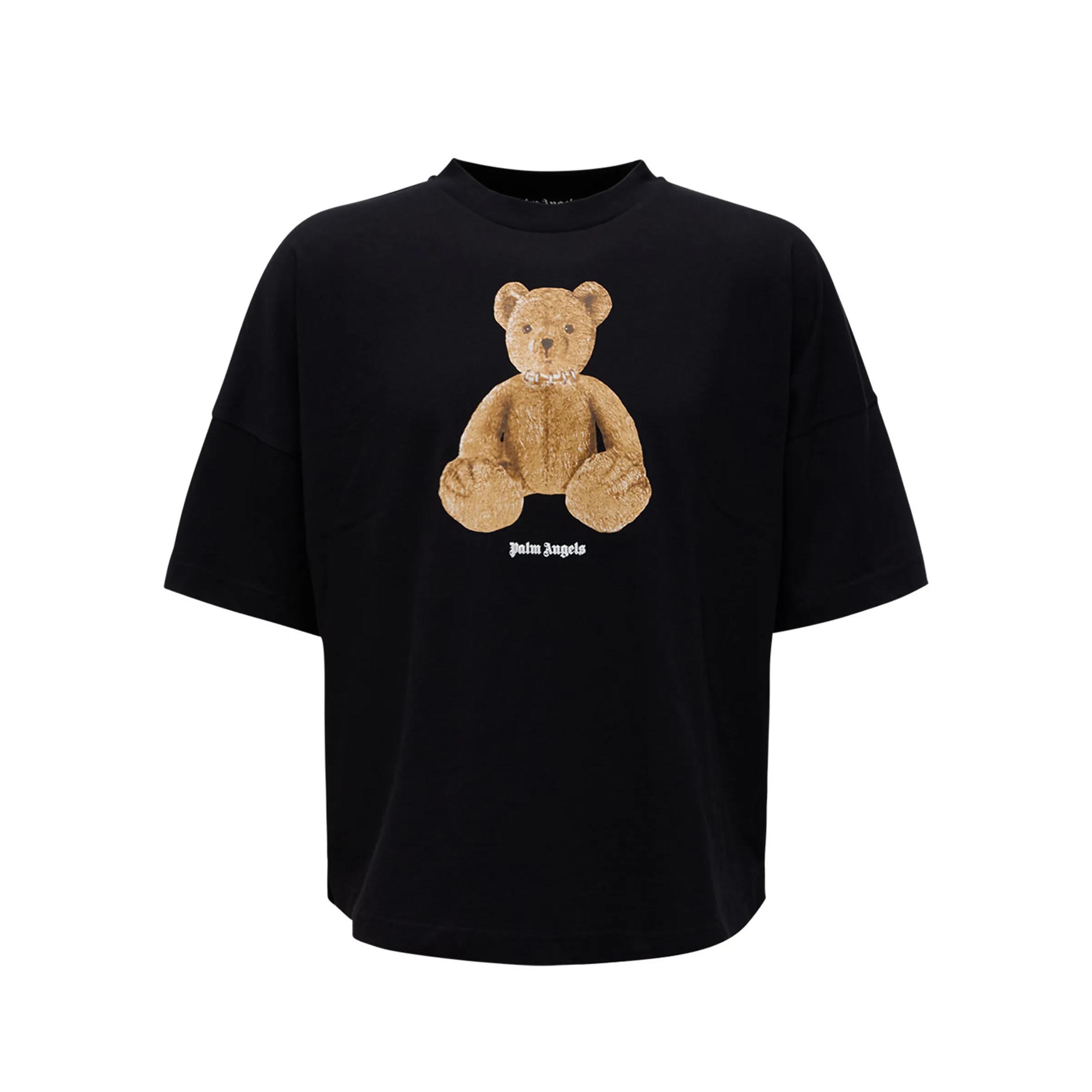 PALM ANGELS｜パームエンジェルス BEAR 大層らしい大きさ ティーシャツ メンズ 綿織物 半袖 労働者の一団のど首 黒いこと PMAA10BS26JER004【貨物輸送無料】【外国で通信販売】【定め事品】
