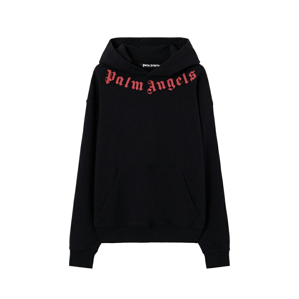 PALM ANGELS｜パームエンジェルス フーディー メンズ ネックロゴ パーカー コットン カンガルーポケット ブラック PMBB17DS26FLE007【送料無料】【海外通販】【正規品】｜BTNC 33,384円