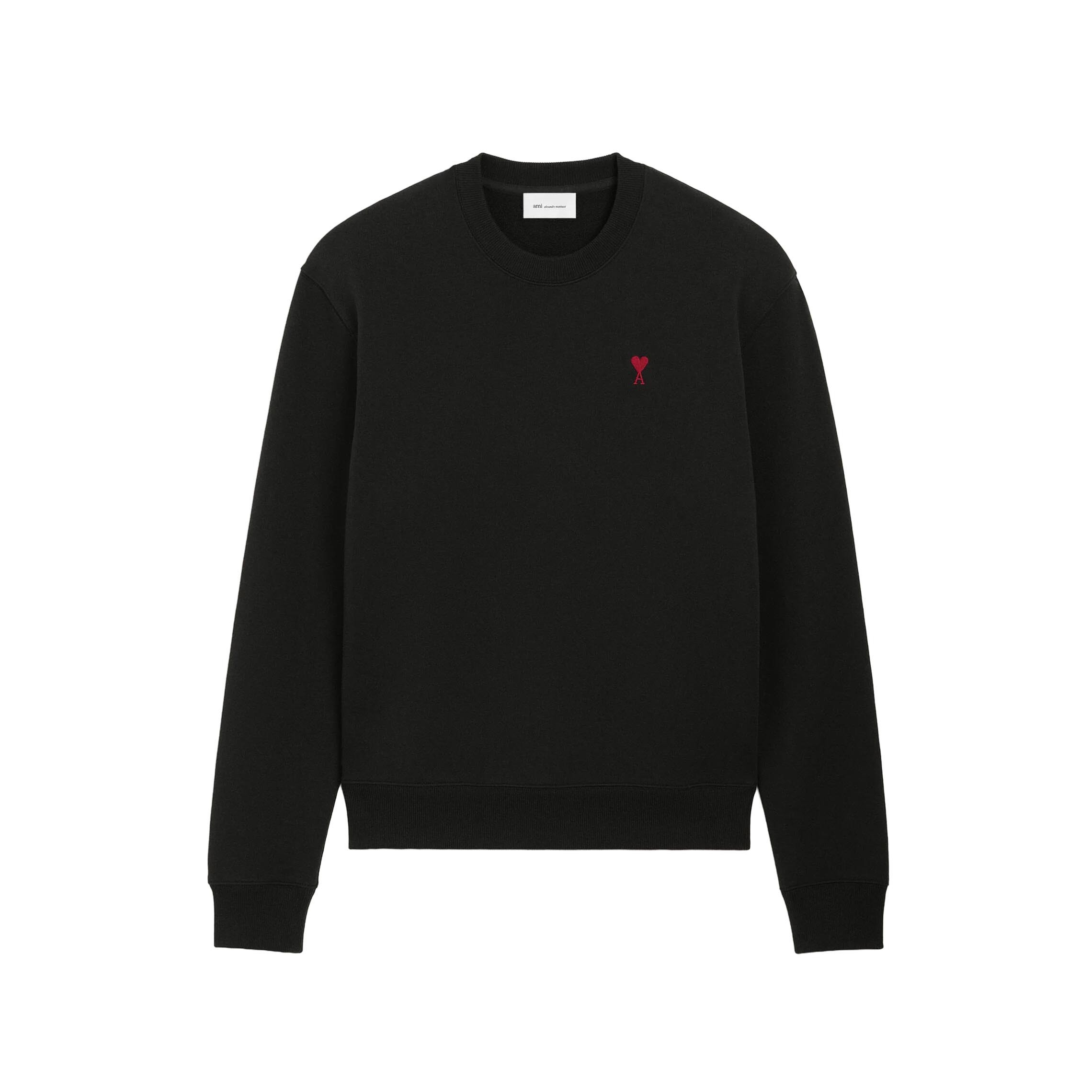 AMI PARIS｜意中の女光の都市 トレーナー メンズ レディース Ami de Coeur 刺しゅう オーガニックコットン 労働者の一団のど首 黒いこと BFUSW035 730 ポルトガル共和国製【貨物輸送無料】【外国で通信販売】【置き目品】