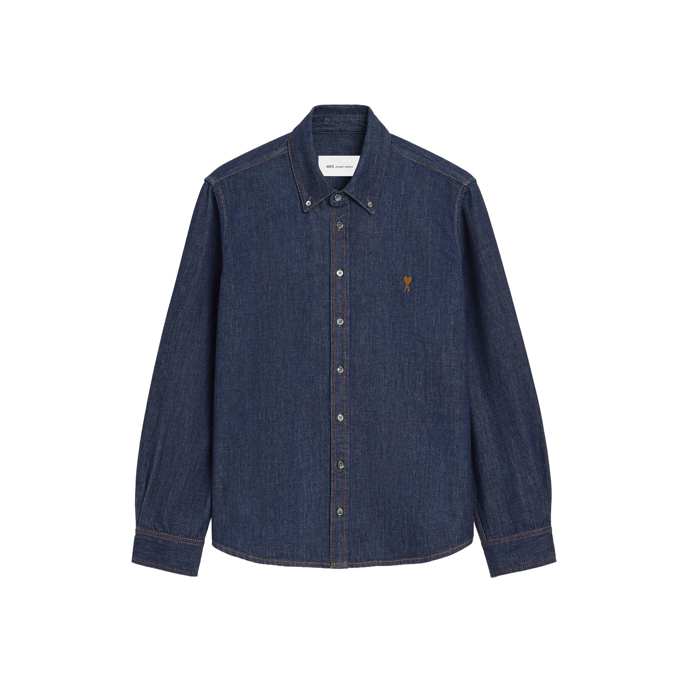 AMI PARIS｜意中の女光の都市 ジーンズ 名取り草落ちこむ プルオーバー メンズ レディース Ami de Coeur 刺しゅう ライトインディゴ 綿織物 ジーンズプルオーバー 402 INDIGO USH786 DE0123 ポルトガル共和国製【貨物輸送無料】【外国で通信販売】【置き目品】