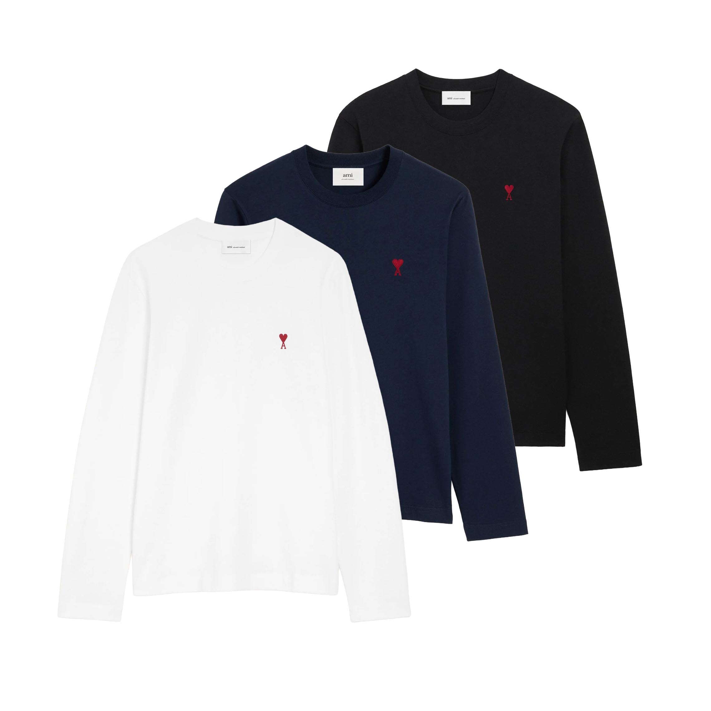 AMI PARIS｜意中の女光の都市 ロング捩り プルオーバー メンズ レディース Ami de Coeur 刺しゅう オーガニックコットン 長袖 カットソー BFUTS235.724【貨物輸送無料】【外国で通信販売】【置き目品】