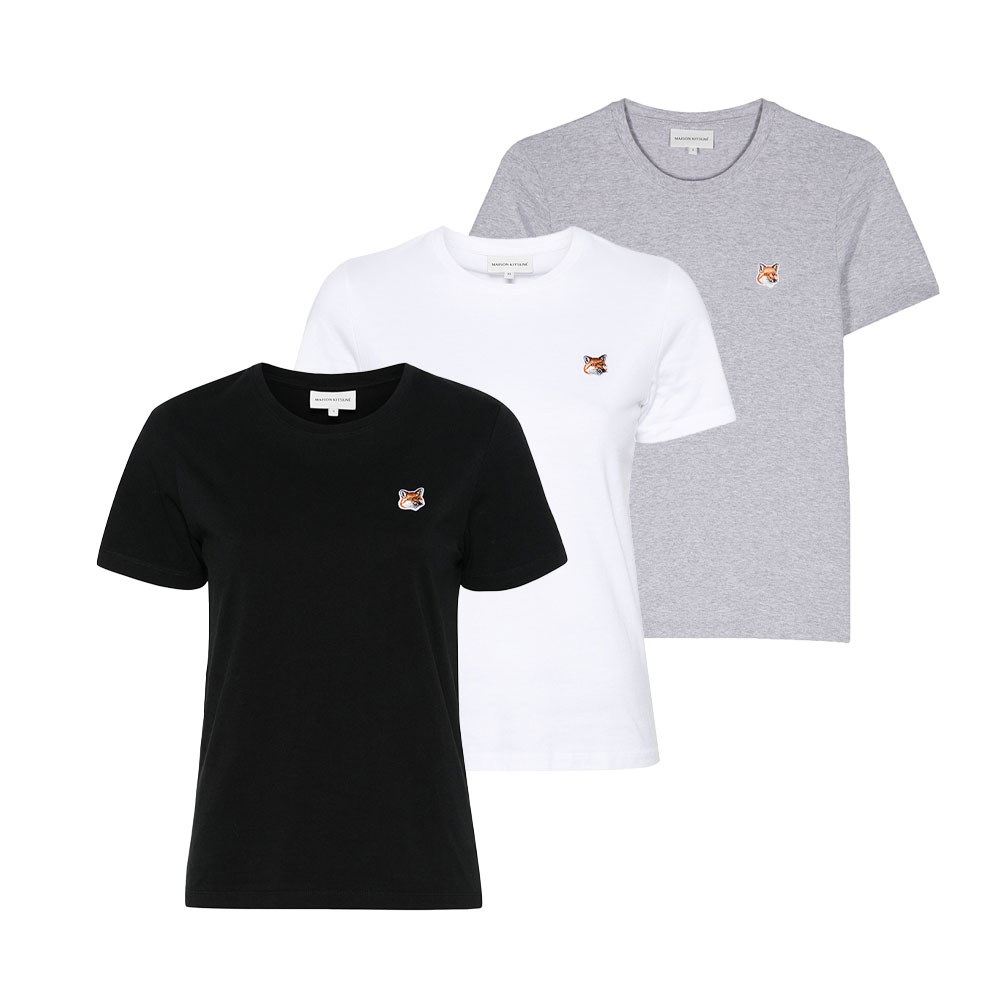 Maison Kitsune｜メゾンキツネ FOX HEAD PATCH 稲荷天々 継ぎ切れ  レギュラーティーシャツ LW00105KJ0008  レディース 流行り物【貨物輸送無料】【外国で通信販売】【定まり品】