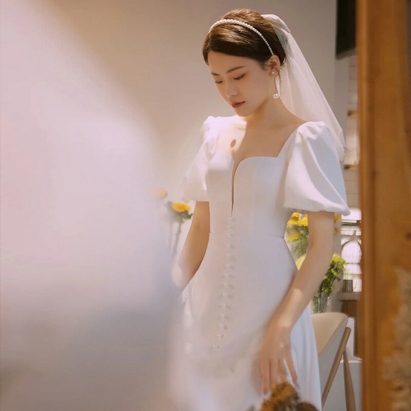 海外挙式ドレス 花嫁 ウェディングドレス 結婚式 ロングドレス 二次会 wedding dress Aラインドレス 編み上げタイプ 高級感 前撮りドレス イブニングドレス シンプル 着痩せ ブライダル フォーマルドレス 撮影 食事会 女子会 成人式 謝恩会 ハネムーンフォト
