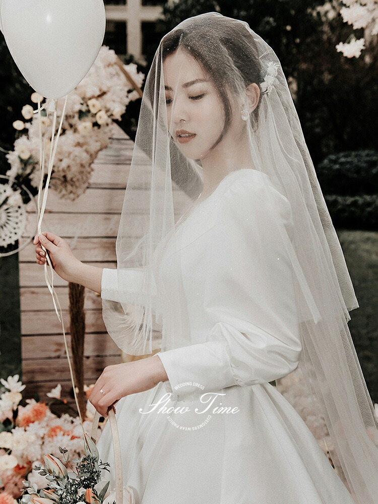 ウェディングドレス 結婚式 花嫁 ロングドレス 高級感 前撮りドレス トレーンドレス 二次会 エレガント wedding dress ブライダル パーティードレス 披露宴 Vネック ファスナー/編み上げ スレンダーライン 食事会 撮影 オーダーメイド 上品｜TWOCAT