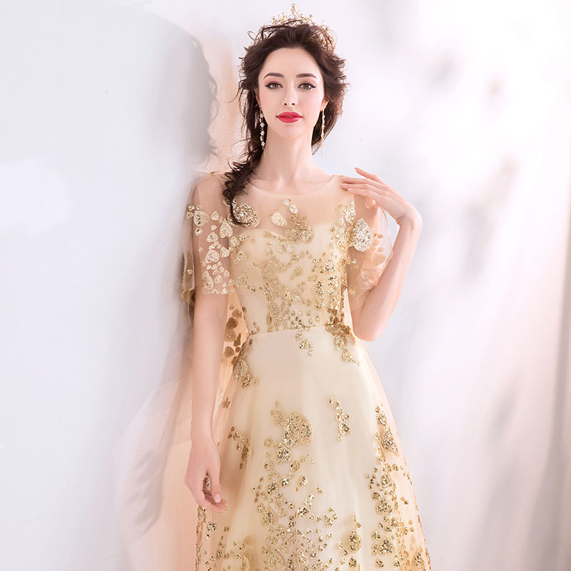 色つやお召しもの ゴールド 寄りあいお召しもの レディース 衣裳 ロングお召しもの 婚礼の儀 成年者式 人付き合い お呼ばれ お嫁さん 二次会 お召しもの フォーマルお呼ばれ 洋琴進行係り 成年者 虚蝉購入注文/編み上げ