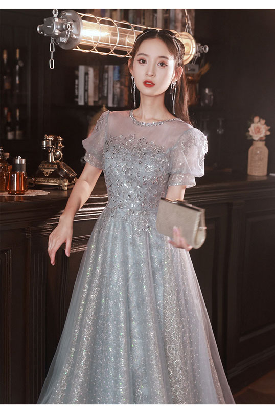 カラードレス 二次会 演奏会用ドレス キラキラ ロングドレス 花嫁 エレガント 手縫い Aラインドレス 袖あり 可愛い パーティードレス 前撮り お呼ばれ 着痩せ おしゃれ ステージドレス 演出 ダンス ダンス 撮影 食事会 フォーマル 大きいサイズ オーダーメイド 新作