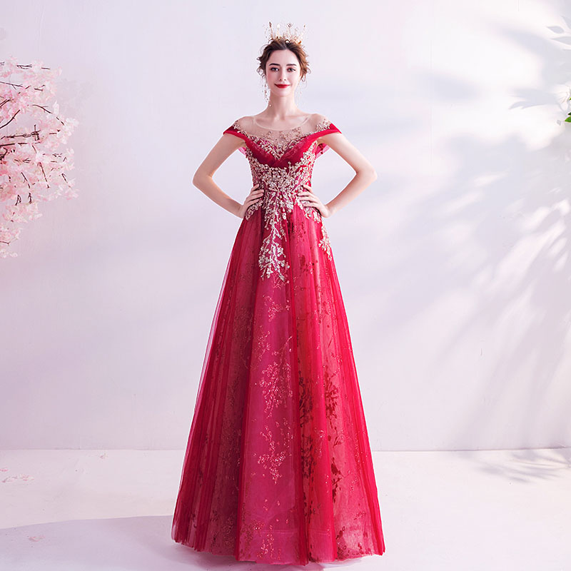 パーティードレス カラードレス レッド 花嫁 結婚式 二次会ドレス ワンピース お嬢様 ロングドレス ウエディングドレス フォーマルドレス 赤 大人 海外撮影 綺麗 成人式 披露宴 入学式 七五三 発表会 大きい 小きい セミオーダー/編み上げ｜TWOCAT