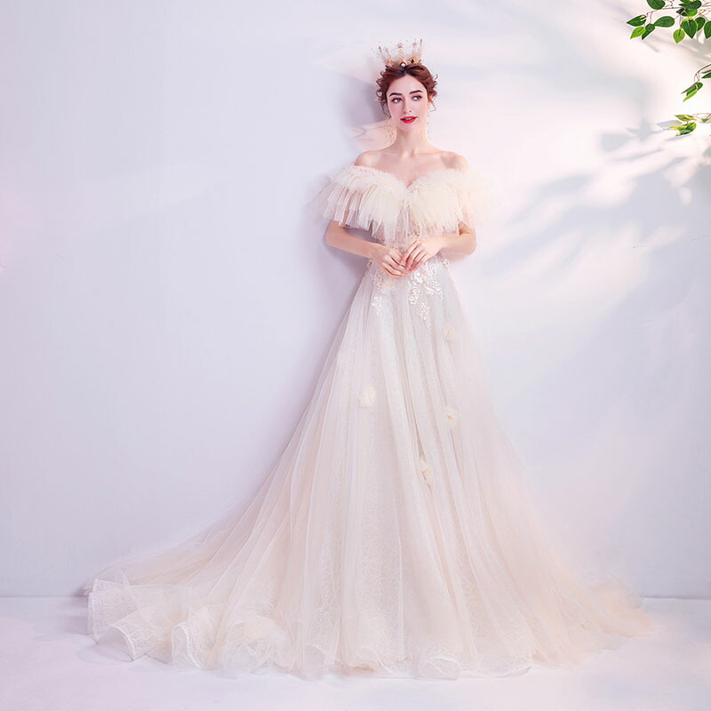 海外挙式 ウェディングドレス 花嫁 wedding dress 前撮り ドレス オフショルダー 二次会 ロングドレス レディース ワンピース 新婚旅行 フォーマルドレス 結婚式 ブライダル パーティードレス リゾートドレス 森ガール 成人式 セミオーダー/編み上げ|TWOCAT