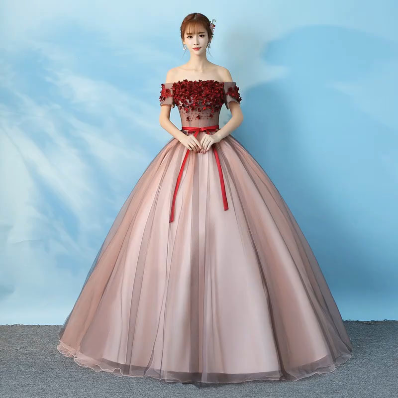 ステージ 衣装 演奏会用ドレス ロングドレス オフショルダー 上品 プリンセスラインドレス ウエディングドレス 花嫁 二次会 結婚式 成人式 フォーマルドレス 花柄 パーティードレス 刺繍 セミオーダー 編み上げ 10,581円